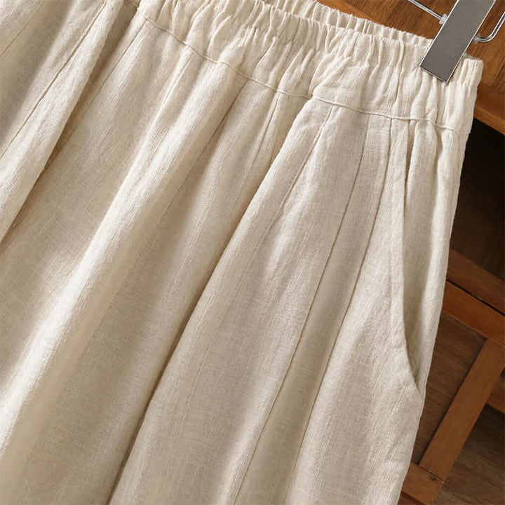Buddha Stones Spring Summer Classic Casual Drawstring Solid Cropped Pants Women's Harem Pants With Pockets - image 4
