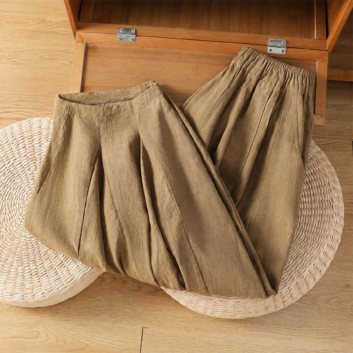 Buddha Stones Spring Summer Classic Casual Drawstring Solid Cropped Pants Women's Harem Pants With Pockets - image 8
