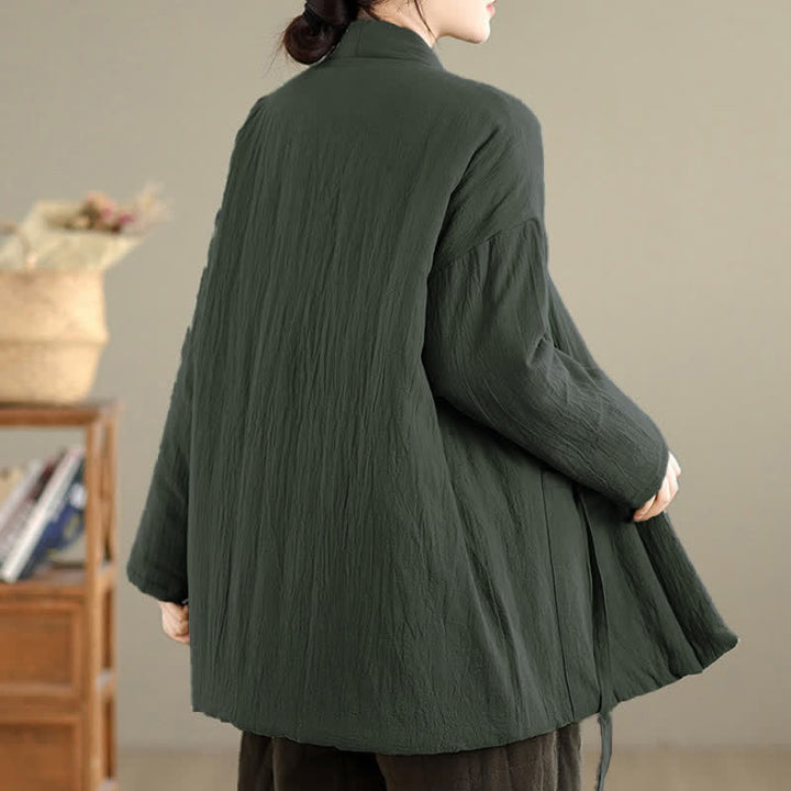 Buddha Stones Fall Winter Casual Minimalist Solid Women's Kimono With Pockets - image 4