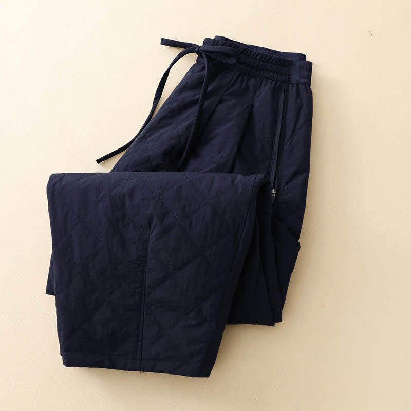 Buddha Stones Winter Casual Classic Drawstring Geometric Ankle Pants Women's Straight Leg Pants With Pockets - image 3