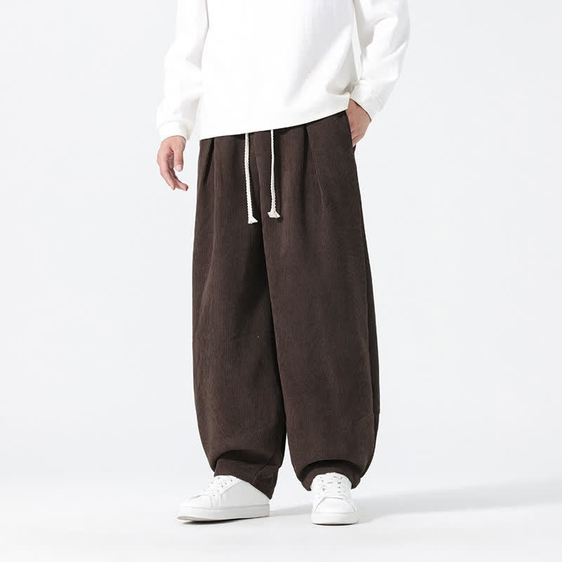 Buddha Stones Fall Winter Casual Minimalist Drawstring Solid Ankle Pants Men's Straight Leg Pants With Pockets - image 3