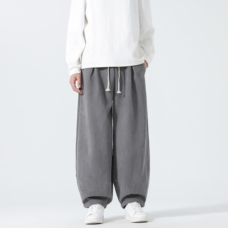 Buddha Stones Fall Winter Casual Minimalist Drawstring Solid Ankle Pants Men's Straight Leg Pants With Pockets - DimGray - US/UK/AU46, EU56 (5XL) - image 13