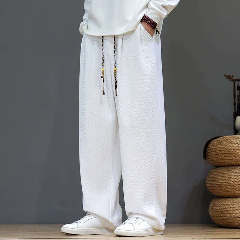 Buddha Stones Fall Winter Plain Classic Drawstring Solid Ankle Pants Corduroy Men's Straight Leg Pants With Pockets - White - US/UK/AU46, EU56 (5XL) - image 27
