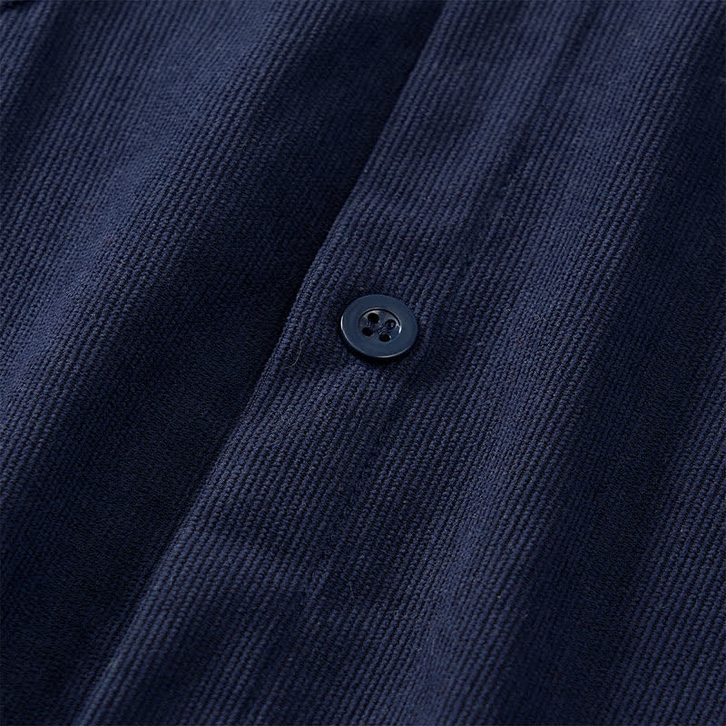 Buddha Stones Spring Casual Simple Solid Corduroy Men's Long Sleeve Shirts With Patch Pockets - image 22
