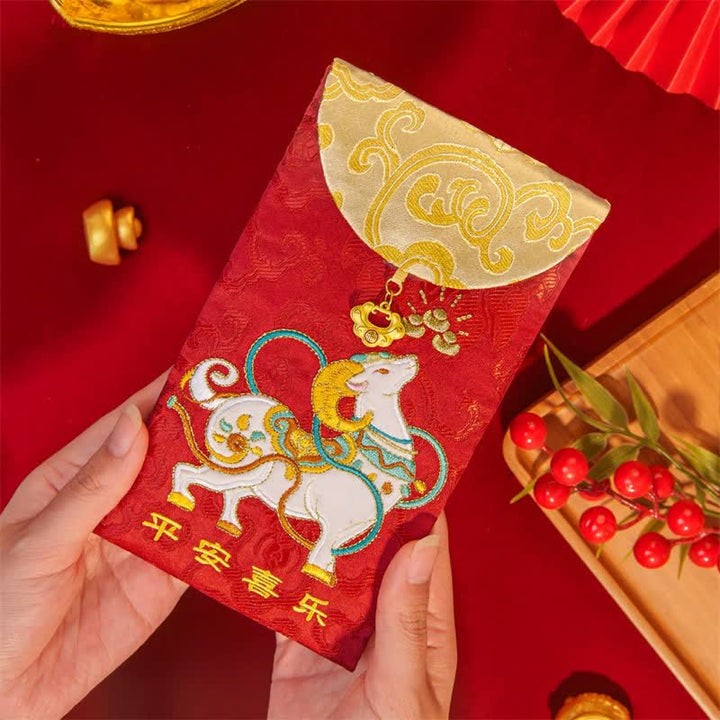 Buddha Stones Year of the Goat Embroidery Peace and Joy Luck New Year Red Envelope - Peace and Joy - image 0