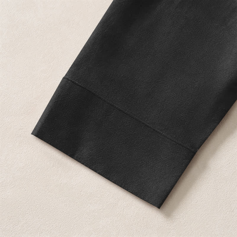 Buddha Stones Cotton Dandelion Seed Pattern V-Neck Buttons Men's Long Sleeve Shirts - image 19