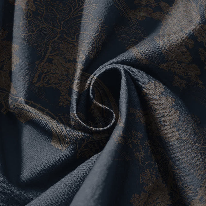 Buddha Stones Pure Cotton Vintage Shadow Stripe Pattern Drawstring Men's Harem Pants With Pockets - image 11
