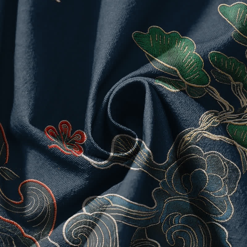 Buddha Stones Pure Cotton Auspicious Cloud Pine Pattern Drawstring Men's Harem Pants With Pockets - image 17