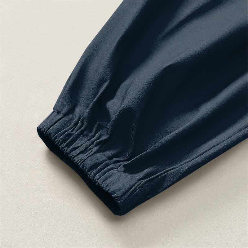 Buddha Stones Pure Cotton Auspicious Cloud Pine Pattern Drawstring Men's Harem Pants With Pockets - image 16