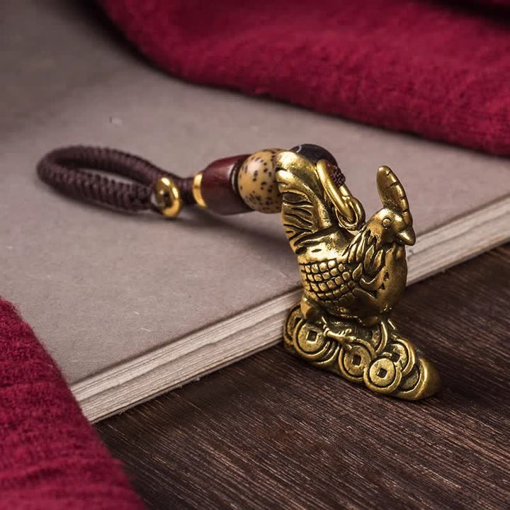 Buddha Stones Brass Chinese Zodiac Luck Braided Charm Keychains - Rooster - image 25
