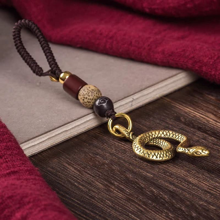 Buddha Stones Brass Chinese Zodiac Luck Braided Charm Keychains - Snake - image 19