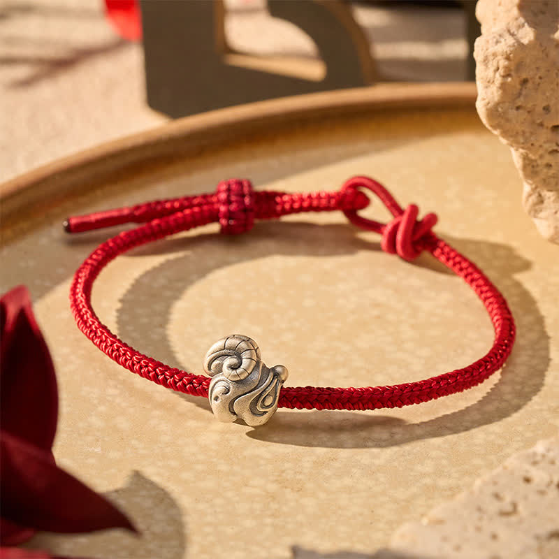 Buddha Stones Year of the Goat 999 Sterling Silver Hand-Woven Red String Chinese Zodiac Sheep Protection Bracelet - image 11