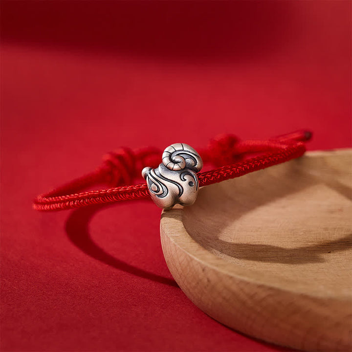 Buddha Stones Year of the Goat 999 Sterling Silver Hand-Woven Red String Chinese Zodiac Sheep Protection Bracelet - image 10