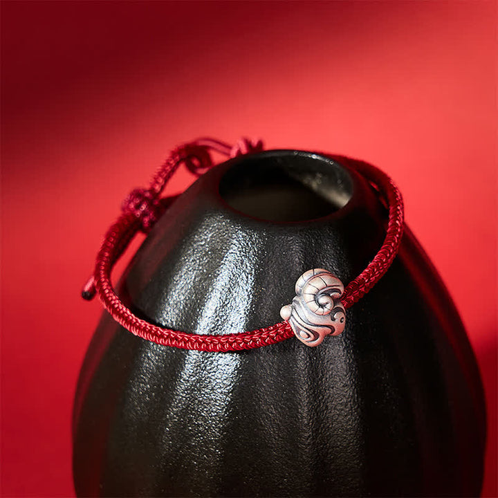 Buddha Stones Year of the Goat 999 Sterling Silver Hand-Woven Red String Chinese Zodiac Sheep Protection Bracelet - image 2