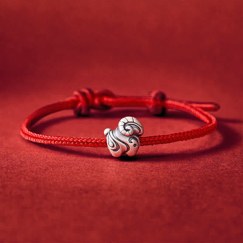 Buddha Stones Year of the Goat 999 Sterling Silver Hand-Woven Red String Chinese Zodiac Sheep Protection Bracelet - Red(Wrist Circumference: 5.9-6.7 in /15-17 cm) - image 8