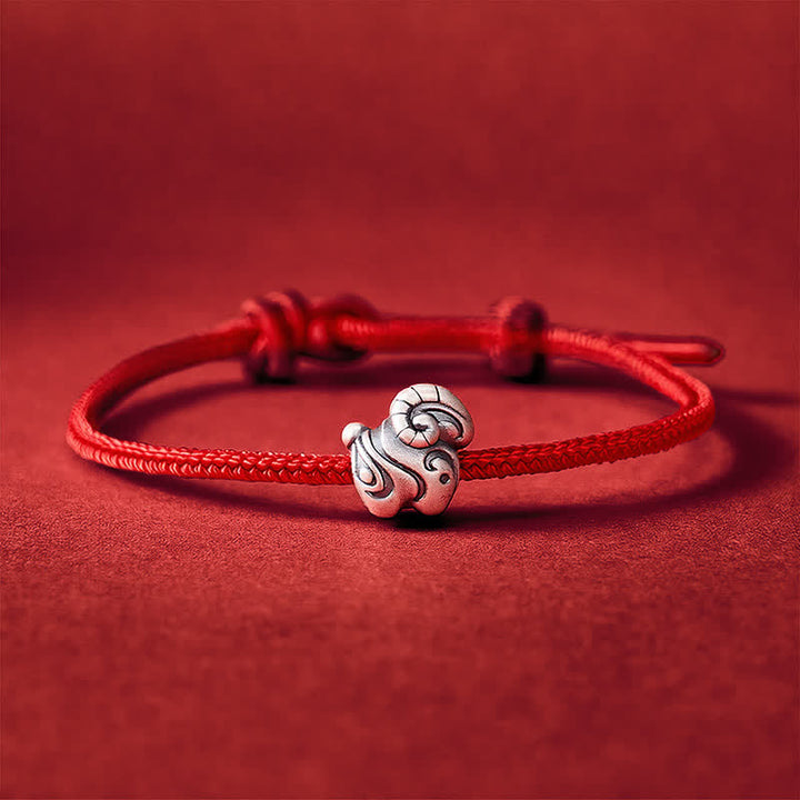 Buddha Stones Year of the Goat 999 Sterling Silver Hand-Woven Red String Chinese Zodiac Sheep Protection Bracelet - Red(Wrist Circumference: 5.9-6.7 in /15-17 cm) - image 8