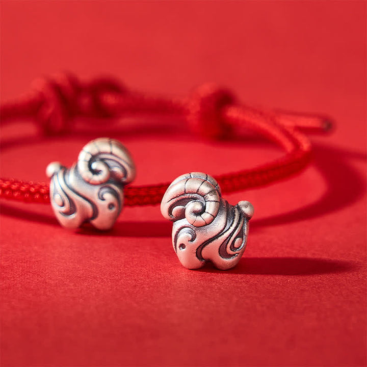Buddha Stones Year of the Goat 999 Sterling Silver Hand-Woven Red String Chinese Zodiac Sheep Protection Bracelet - image 12