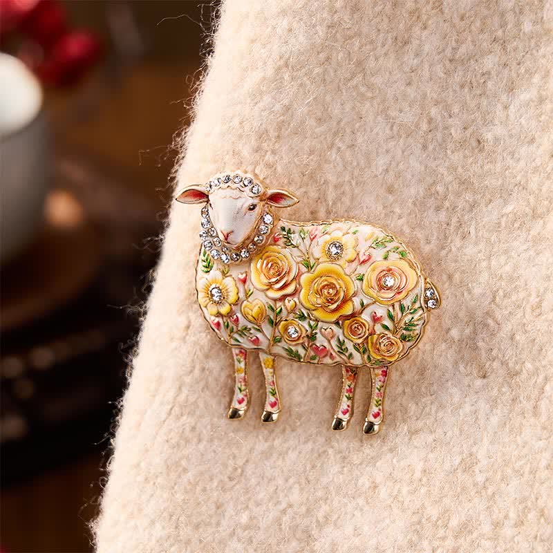 Buddha Stones Year of the Goat Copper Ram Relief Carving Flower Design Energy Brooch - Yellow Approx. 4.5*4.5 cm - image 9
