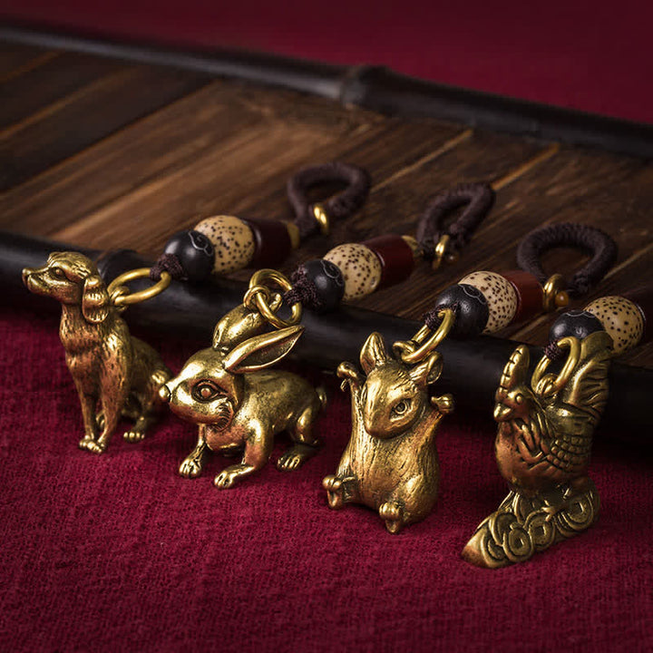 Buddha Stones Brass Chinese Zodiac Luck Braided Charm Keychains - Full Zodiac Set - image 31