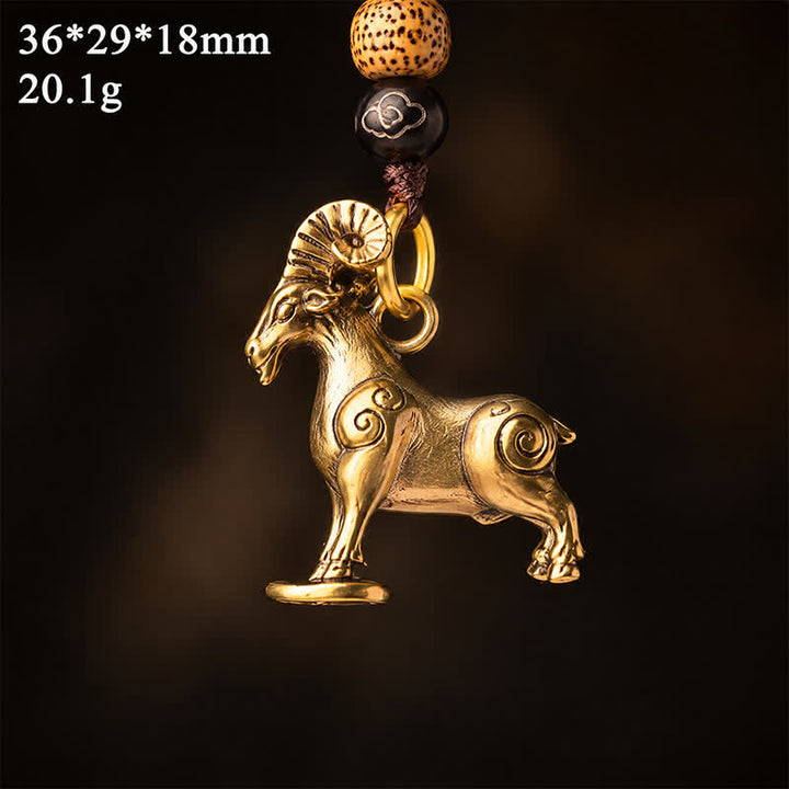 Buddha Stones Brass Chinese Zodiac Luck Braided Charm Keychains - image 1
