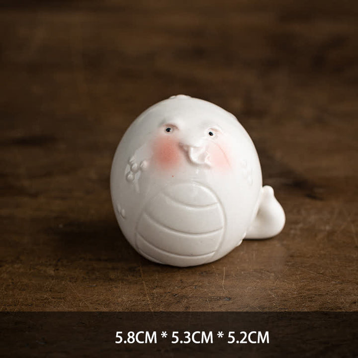 Buddha Stones Ceramic Chinese Zodiac Purity Round Animal Display Cute Animal Decor - Snake - image 14