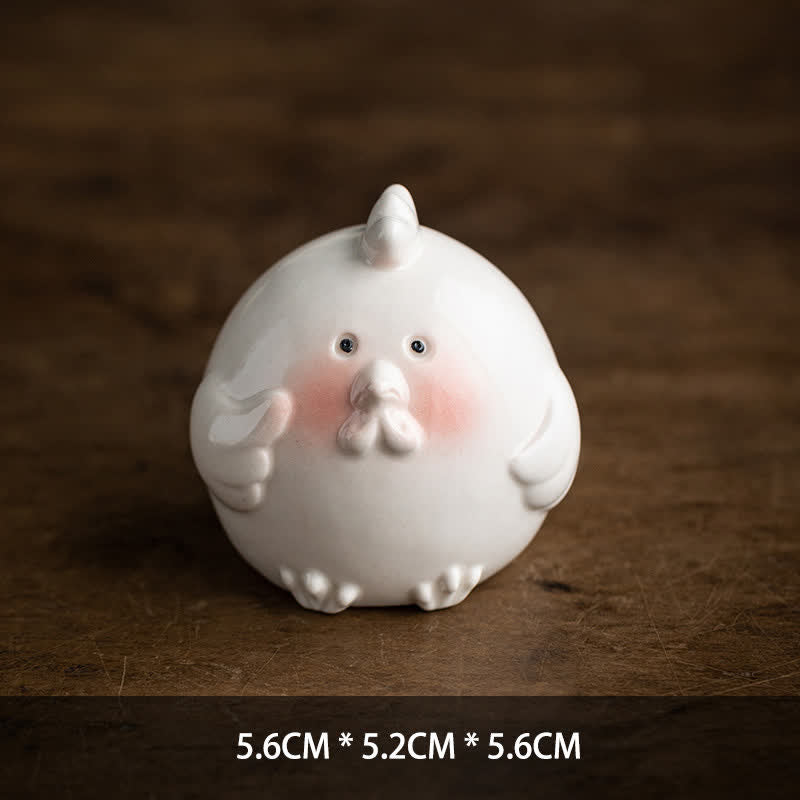 Buddha Stones Ceramic Chinese Zodiac Purity Round Animal Display Cute Animal Decor - Rooster - image 18