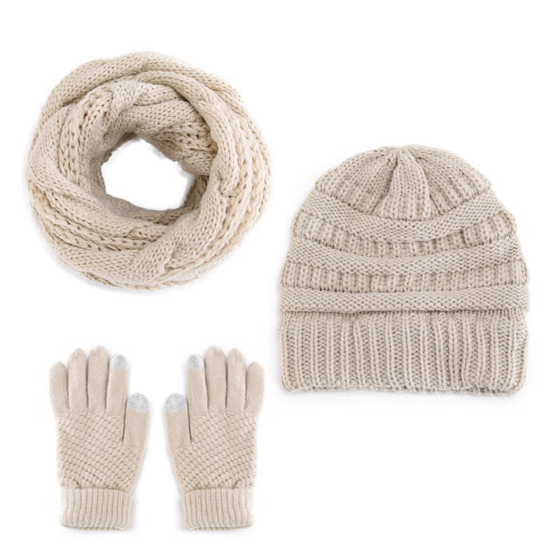 Buddha Stones Fall Winter Cable Knit Beanie Scarf Glove Set Women's Hat - image 2