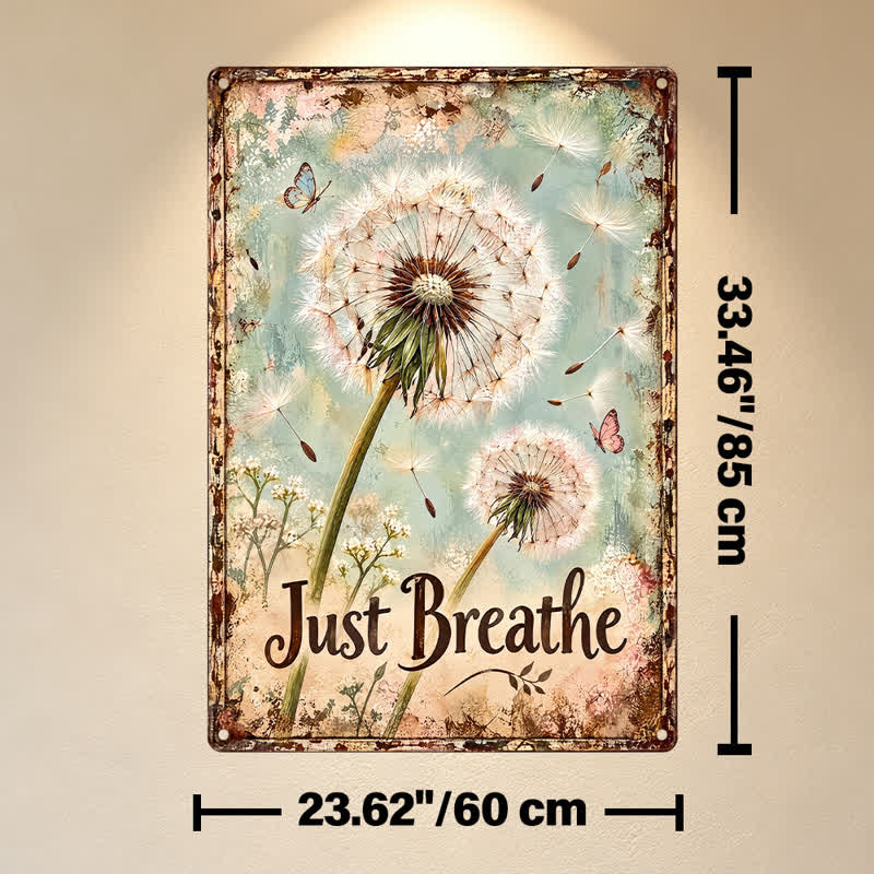 Buddha Stones "Just Breathe" Dandelion Rustic Design Hanging Metal Iron Meaningful Symbols Wall Art - Approx. 60cm x 85cm x 0.15cm / 23.62in x 33.46in x 0.06in - image 10