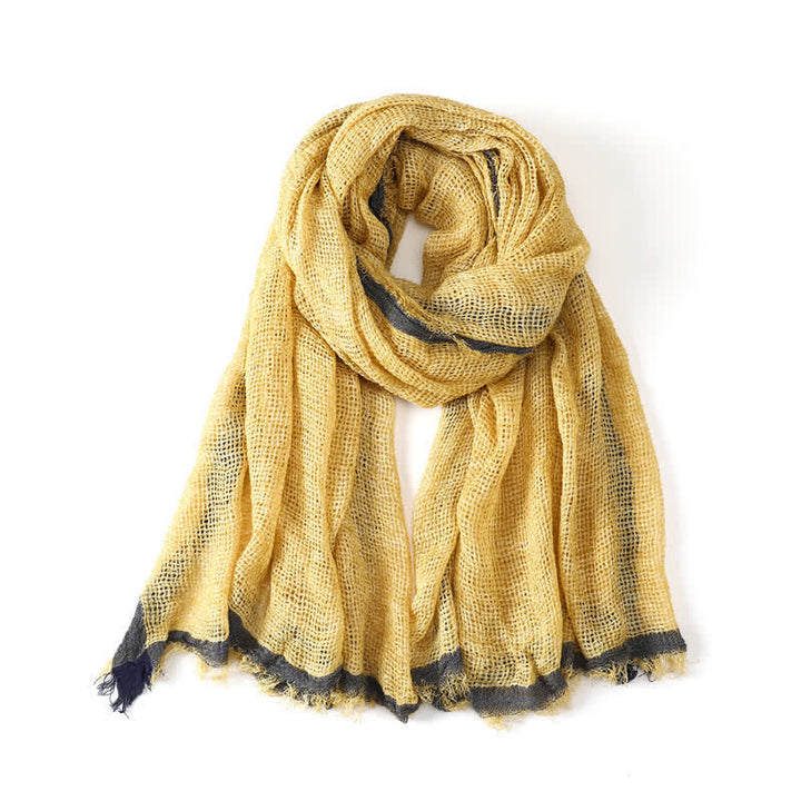 Buddha Stones Fall Simple Solid Tassel Lightweight Women's Scarf - Yellow - Approx. 190 cm × 80 cm - image 10