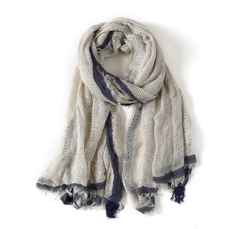 Buddha Stones Fall Simple Solid Tassel Lightweight Women's Scarf - White - Approx. 190 cm × 80 cm - image 7
