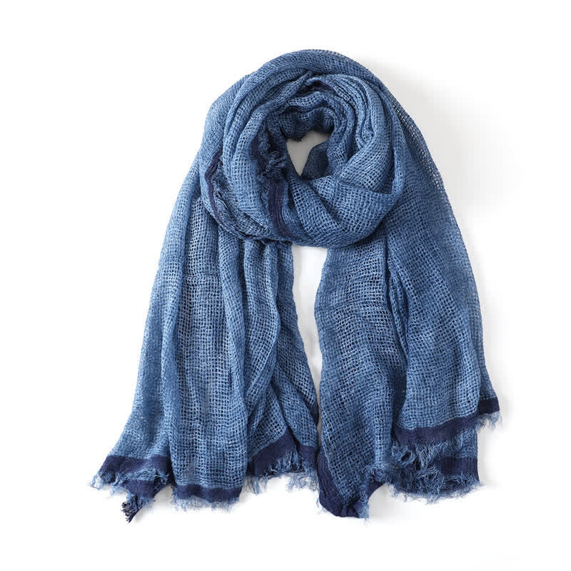 Buddha Stones Fall Simple Solid Tassel Lightweight Women's Scarf - Navy Blue - Approx. 190 cm × 80 cm - image 0
