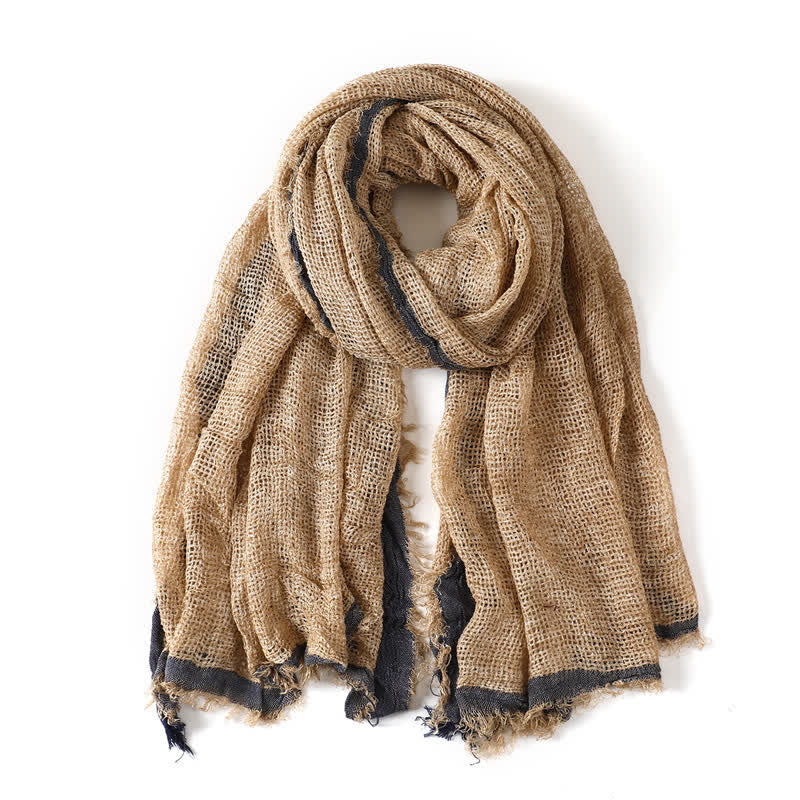 Buddha Stones Fall Simple Solid Tassel Lightweight Women's Scarf - Khaki - Approx. 190 cm × 80 cm - image 4