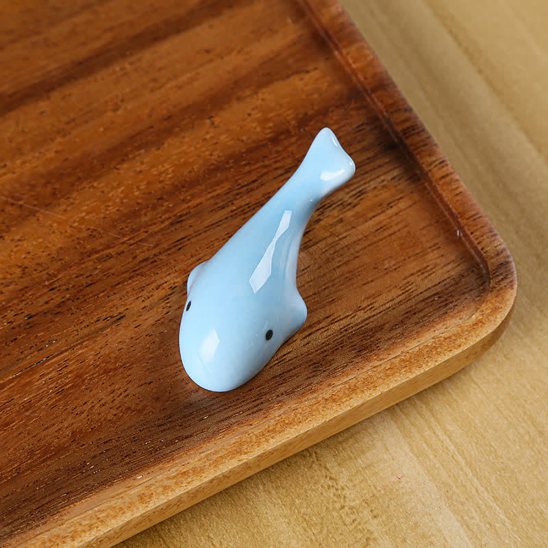 Buddha Stones Ceramic Dolphin Japanese Style Tabletop Chopstick Holder - Blue(Approx. 6 cm × 2.5 cm × 1.5 cm) - image 1