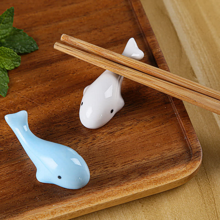 Buddha Stones Ceramic Dolphin Japanese Style Tabletop Chopstick Holder - image 0