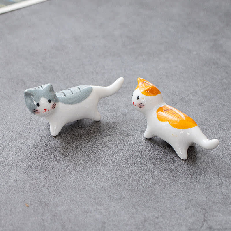 Buddha Stones Glazed Ceramic Cat Tabletop Chopstick Holder - image 8