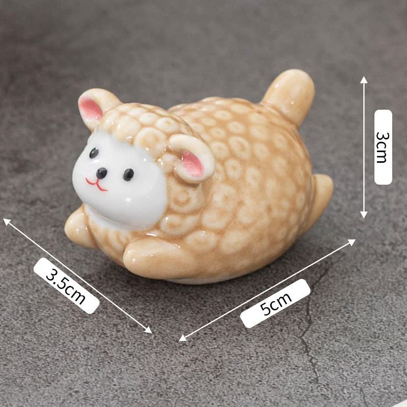 Buddha Stones Glazed Ceramic Lucky Sheep Chopstick Holder - Brown(Approx. 5.0 cm × 3.5 cm × 3.0 cm) - image 1