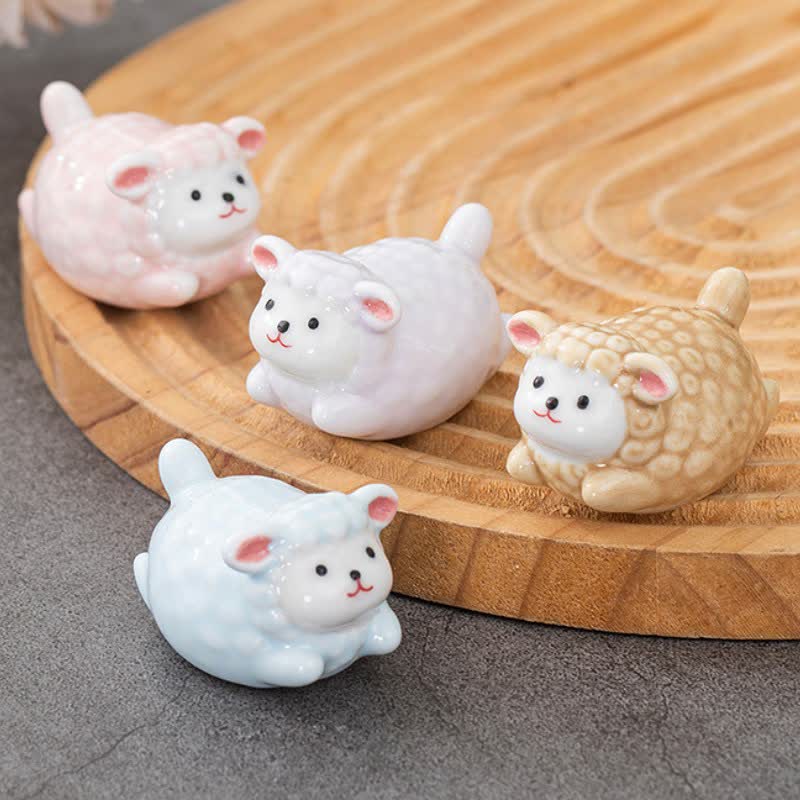 Buddha Stones Glazed Ceramic Lucky Sheep Chopstick Holder - image 11