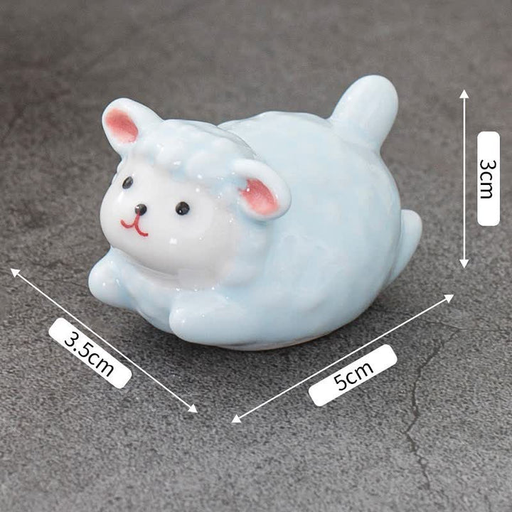 Buddha Stones Glazed Ceramic Lucky Sheep Chopstick Holder - Blue(Approx. 5.0 cm × 3.5 cm × 3.0 cm) - image 4