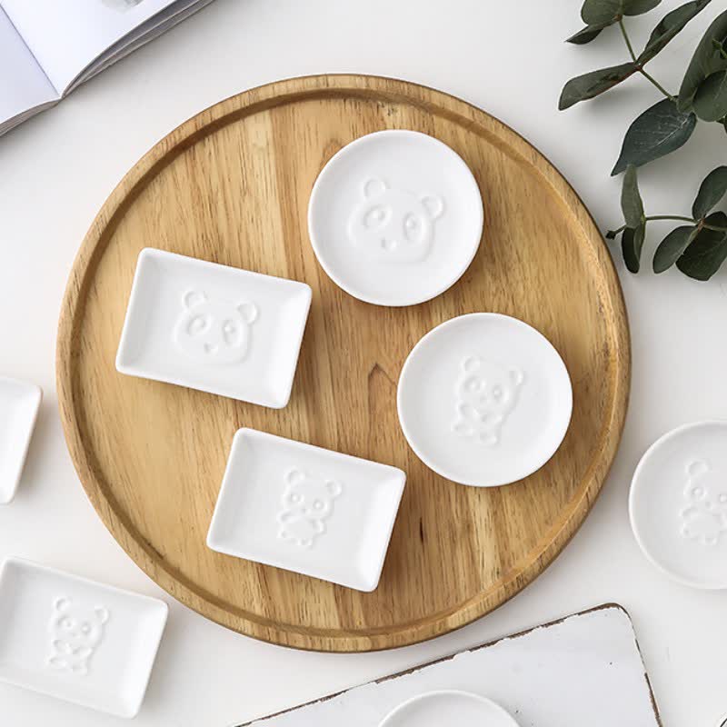 Buddha Stones White Ceramic Panda Relief Mini Sauce Dish - image 14