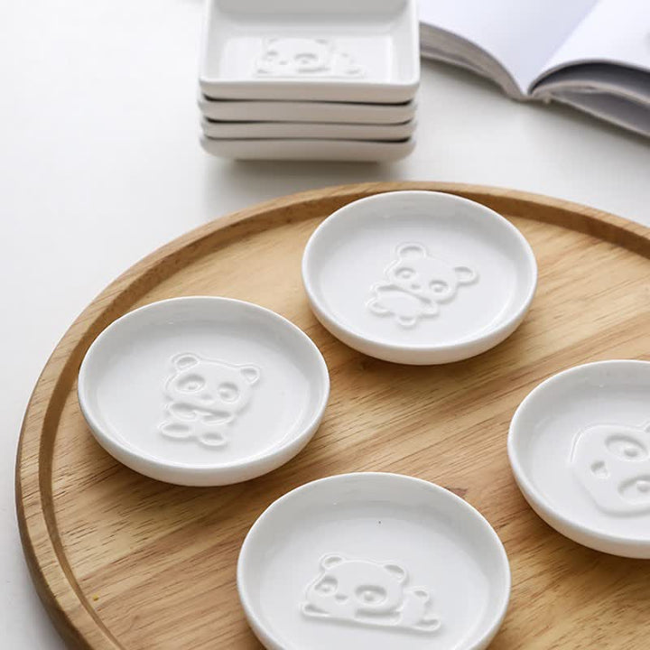 Buddha Stones White Ceramic Panda Relief Mini Sauce Dish - image 13