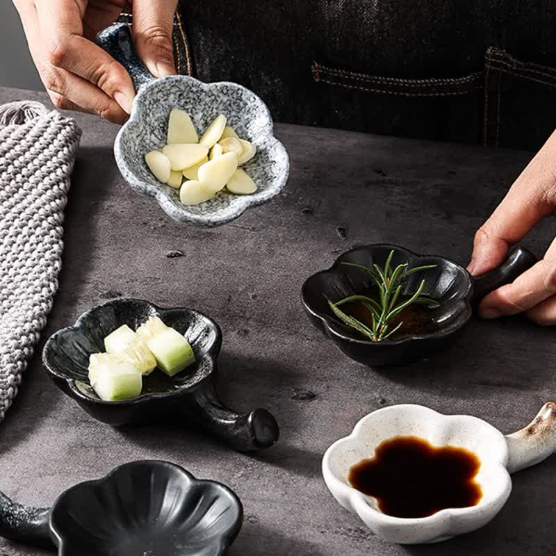 Buddha Stones Vintage Japanese Plum Blossom Handled Ceramic Sauce Dish - image 12