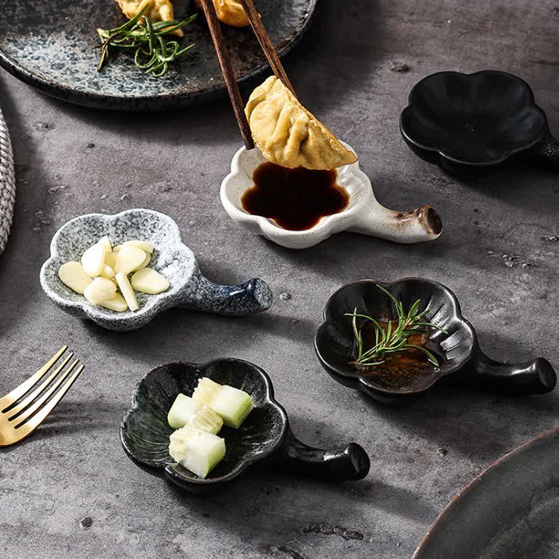 Buddha Stones Vintage Japanese Plum Blossom Handled Ceramic Sauce Dish - image 15