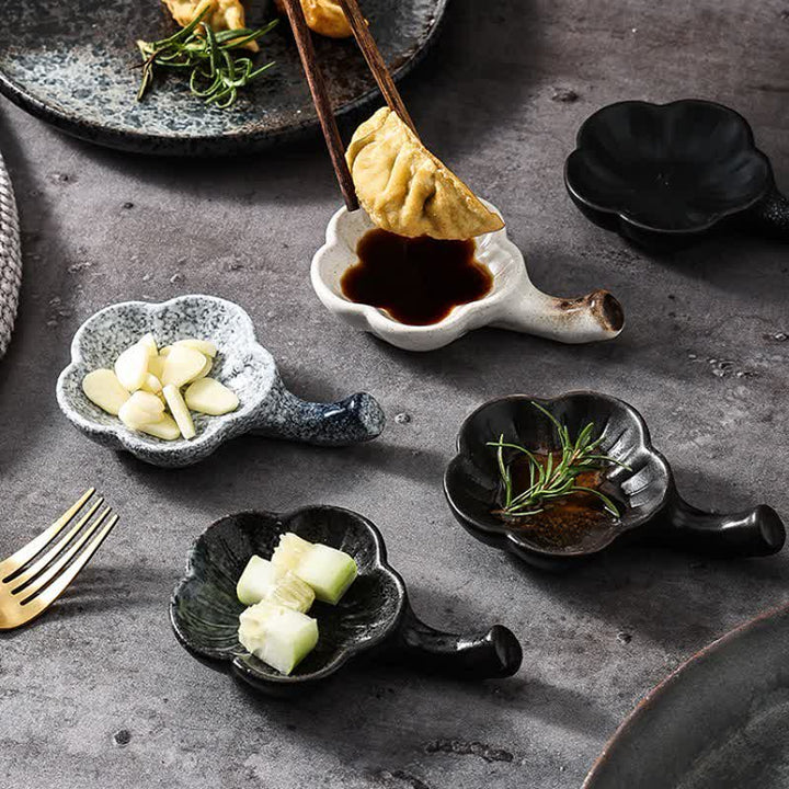 Buddha Stones Vintage Japanese Plum Blossom Handled Ceramic Sauce Dish - image 15