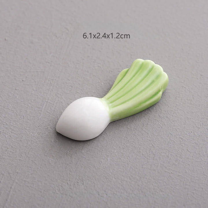 Buddha Stones Ceramic Vegetable Design Mini Tabletop Chopstick Holder - White RadishApprox. 6.1 × 2.4 × 1.2 cm - Ceramic - image 6