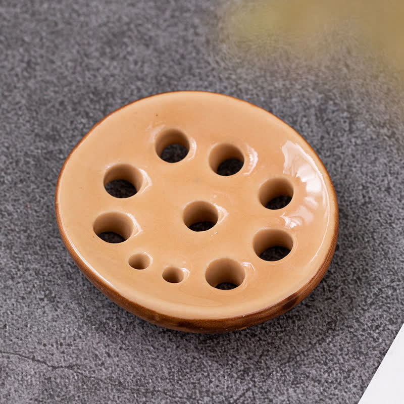 Buddha Stones Ceramic Food Style Mini Chopstick Holder - Lotus Root Slices Approx. 5 × 4.5 × 1 cm - image 1
