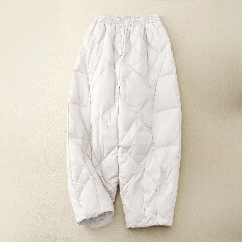 Buddha Stones Fall Winter Casual Minimalist Drawstring Geometric Ankle Pants Women's Straight Leg Pants With Pockets - White - US8-10, UK/AU12-14, EU40-42 (2XL) - image 15