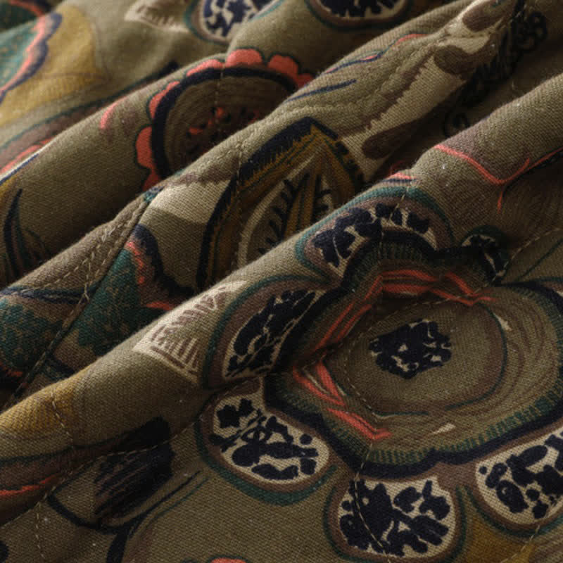 Buddha Stones Fall Winter Retro Elegant Floral Women's Skirt With Pockets - image 7