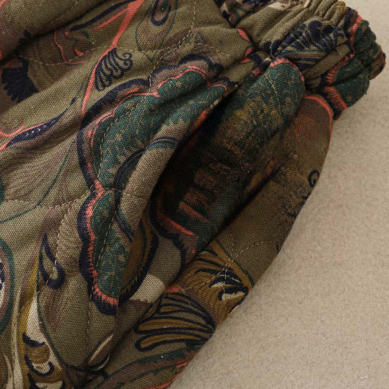 Buddha Stones Fall Winter Retro Elegant Floral Women's Skirt With Pockets - image 6