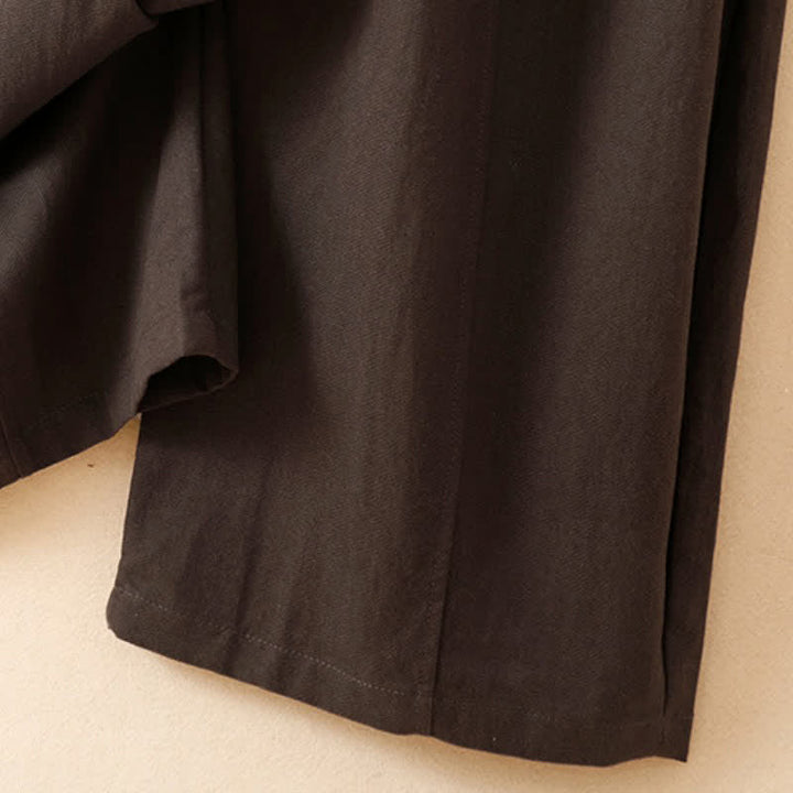Buddha Stones Spring Fall Casual Minimalist Lace-up Solid Ankle Pants Women's Wide Leg Pants With Pockets - image 9