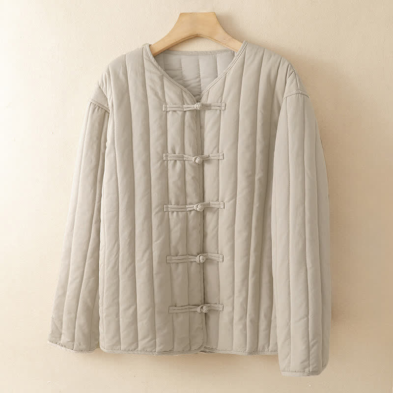 Buddha Stones Fall Winter Casual Vintage Tang Style Chinese Frog Closure Solid Women's Jacket - image 1